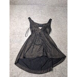 MM Couture by Miss Me Black Gold‎ Sparkle Ruched Cutout Back High Low Dress M